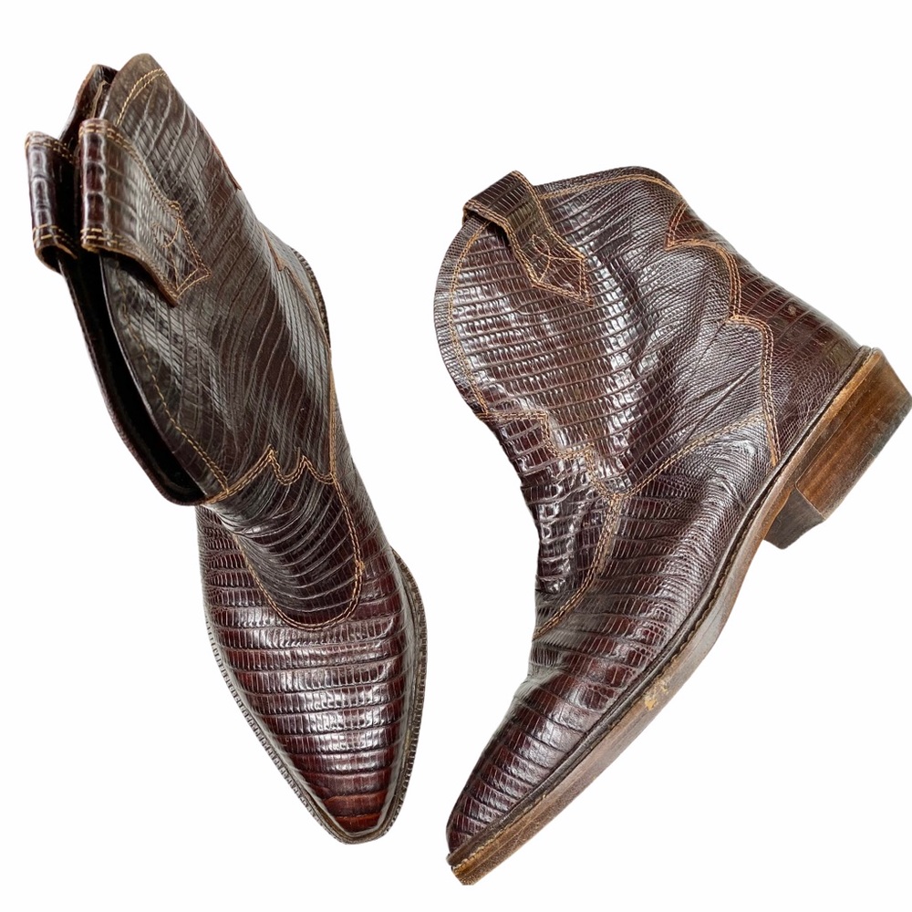 Joan & David Crocodile Skin Leather Boots sz 8